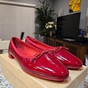 NEW Christian Louboutin Sweetie Jane Shiny Red Flats Size 40